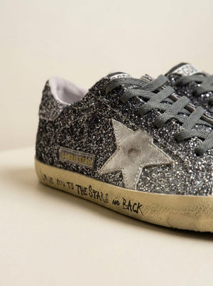 Golden Goose Super-Star purpurina plateada
